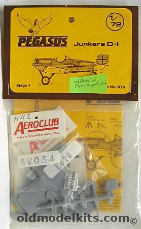 Pegasus 1/72 Junkers D-1 with Aeroclub Engine/Seat and More, 019 plastic model kit